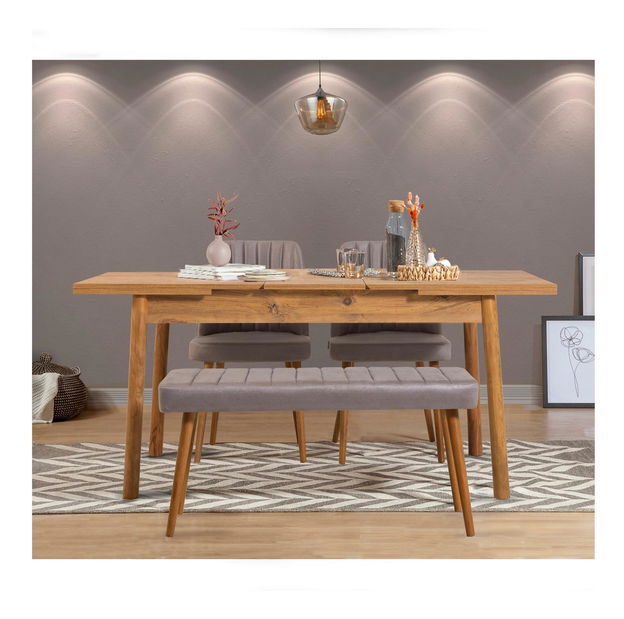 Jídelní set Vlasta 4 (borovice atlantická + šedá) (pro 4 osoby)