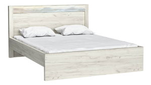 Manželská postel 160 cm Indie 19 (s LED osvětlením) (s roštem) (craft bílý)