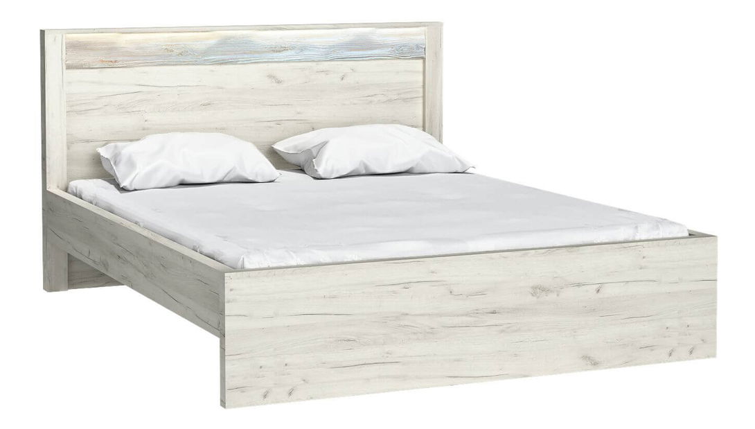 Manželská postel 160 cm Indie 19 (s LED osvětlením) (s roštem) (craft bílý)