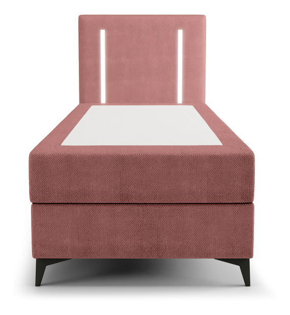 Jednolůžková postel 80 cm Ortega Comfort (terakota) (s roštem a matrací, s úl. prostorem) (s LED osvětlením)