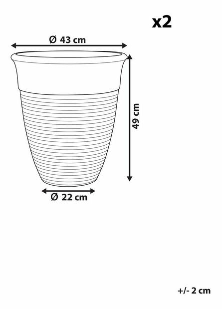 Sada 2 květináčů ⌀ 43 cm Katam (hnědá)