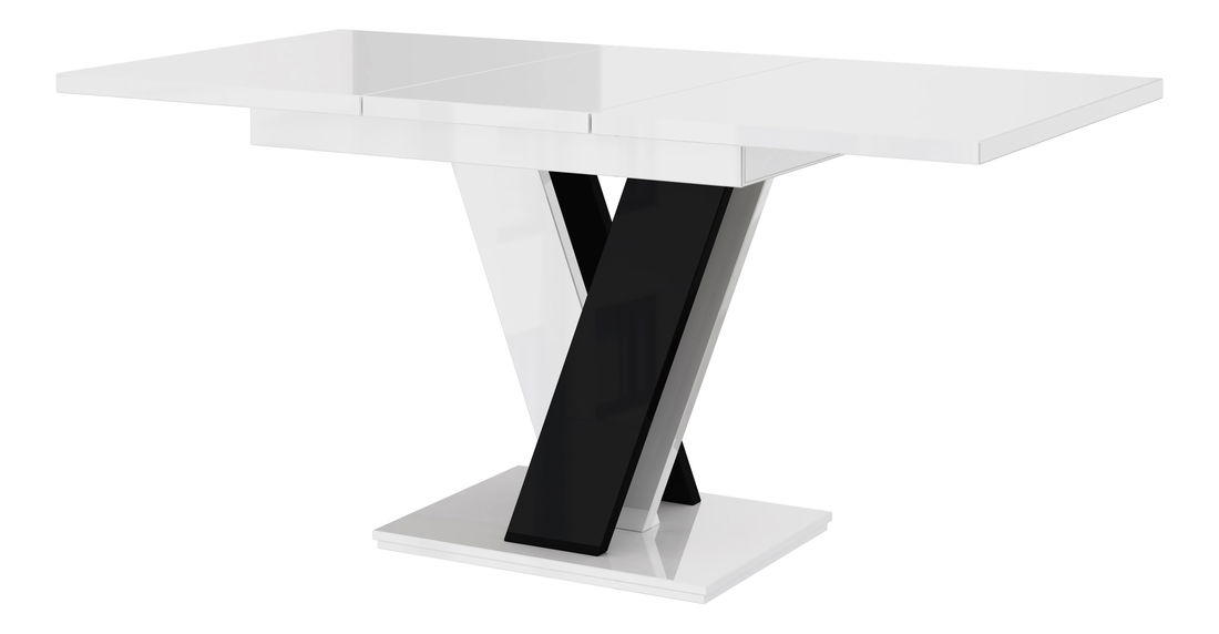 Jídelní stůl Mabea (lesk bílý + lesk černý) (pro 4 až 6 osob)