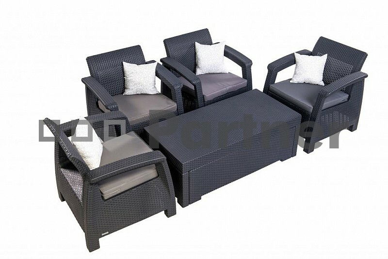 Zahradní nábytek Corfu Seat 4 antracit (um. ratan) *polštářky zad ZDARMA