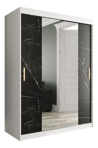 Šatní skříň 150 cm Marbelo T1 (matná bílá + černý mramor)