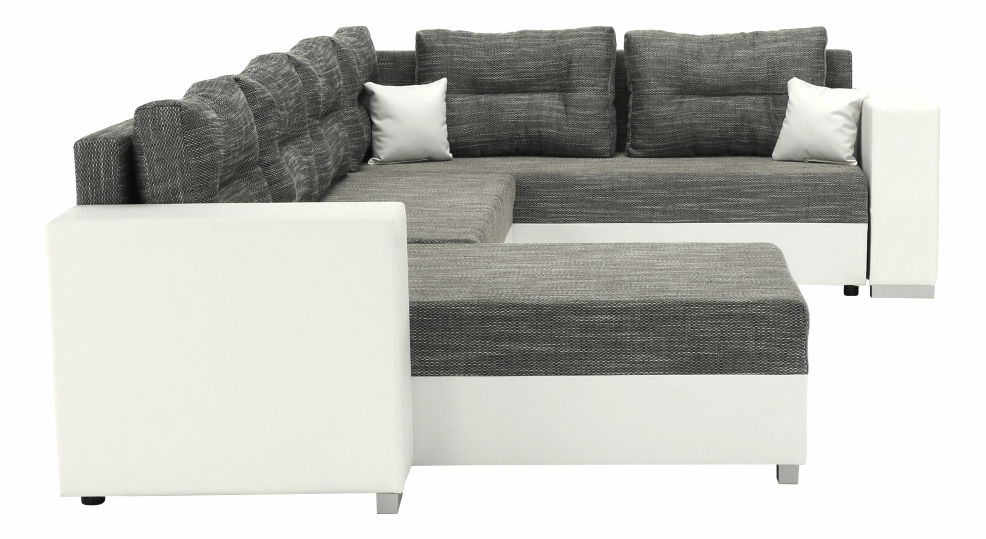 Rohová sedací souprava ve tvaru U Stalira (bílá + šedohnědá)