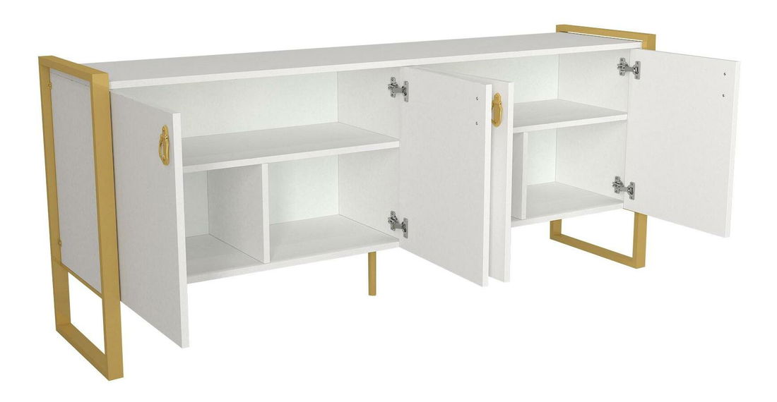 Konzolový stolek Nubulo 1 (bílá + zlatá)