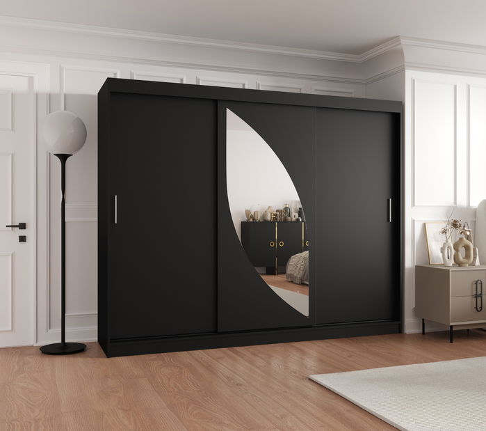 Šatní skříň 250 cm Milain (černá)