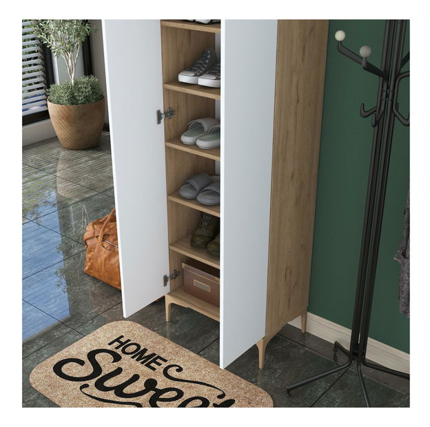 Šatní skříň Daboko 2 (ořech + bílá)