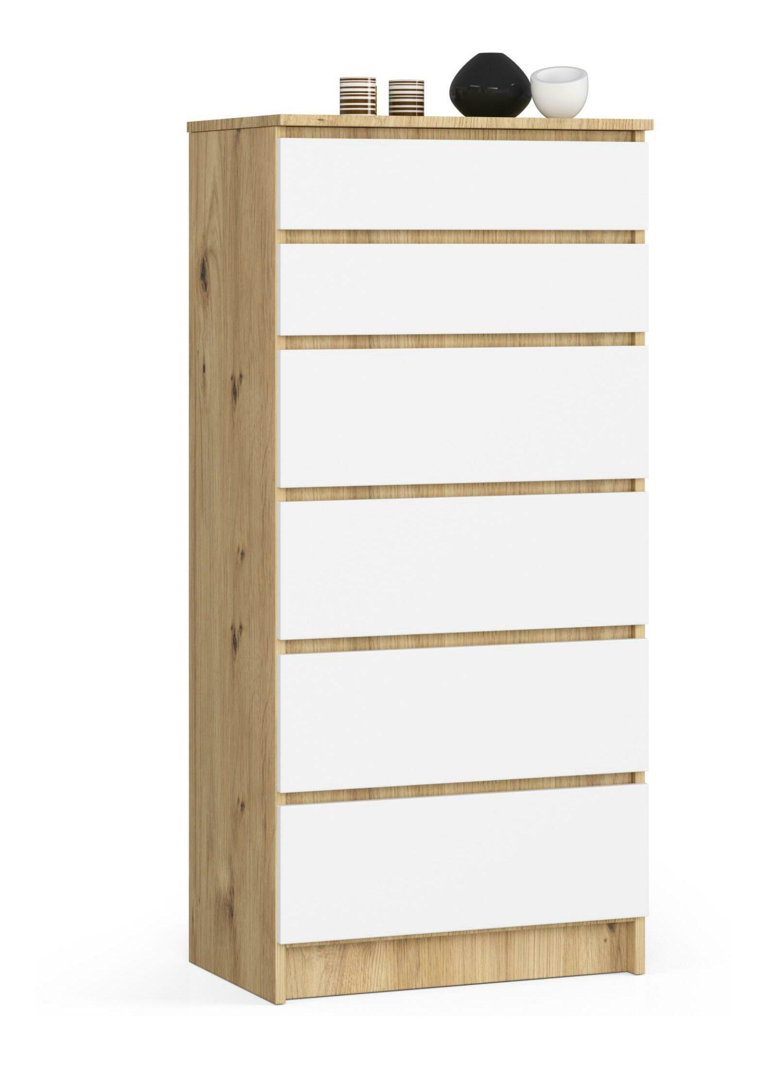Komoda Kalista III (dub artisan + bílá)