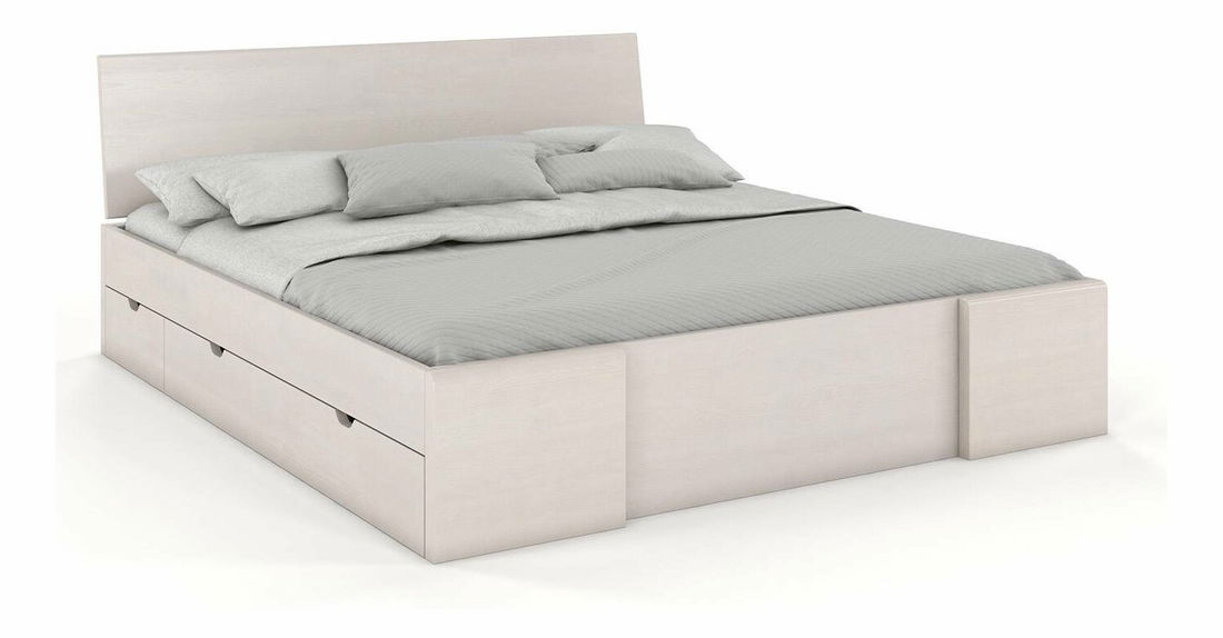 Manželská postel 200 cm Naturlig Blomst High Drawers (borovice) (s roštem)