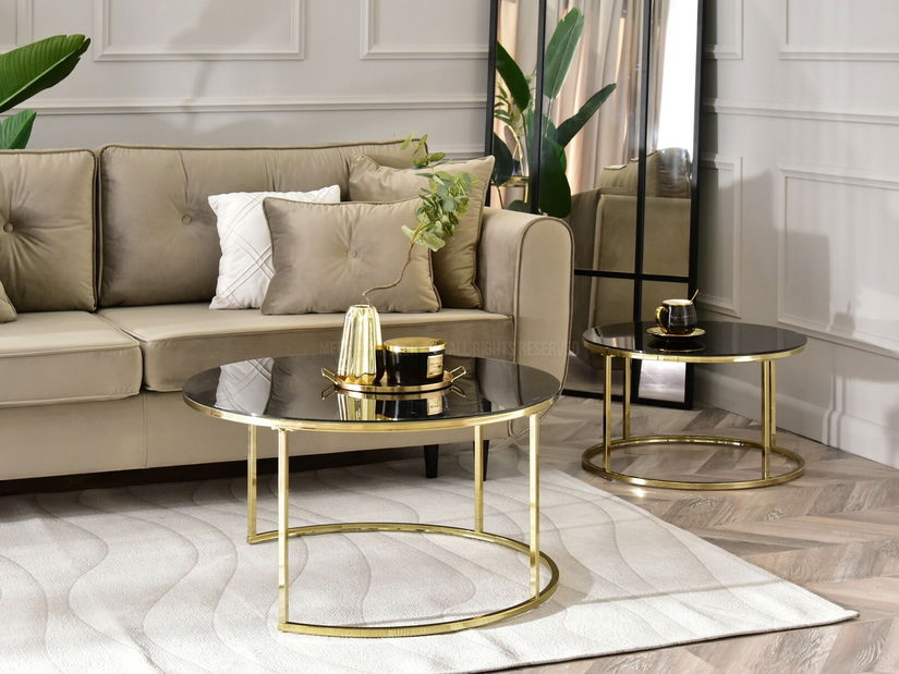 Konferenční stolek Grande (černý mramor + zlatá)