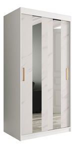 Šatní skříň 100 cm Marbelo P (matná bílá + bílý mramor)