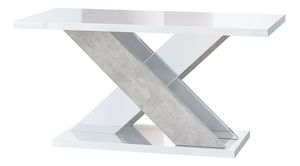 Konferenční stolek Xalin (lesk bílý + kámen)