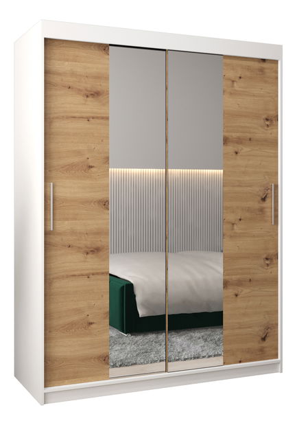 Šatní skříň 150 cm Toki 1 (Bílá matná + Dub artisan)