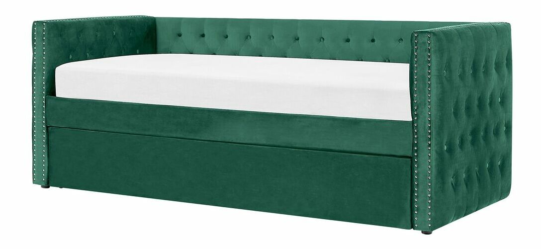 Rozkládací postel 90 cm GENSA (zelená) (s roštem)