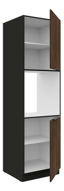 Potravinová kuchyňská skříňka na troubu Manana 60 DP 210 2F (korpus: černá matná + fronta: ořech okapi)