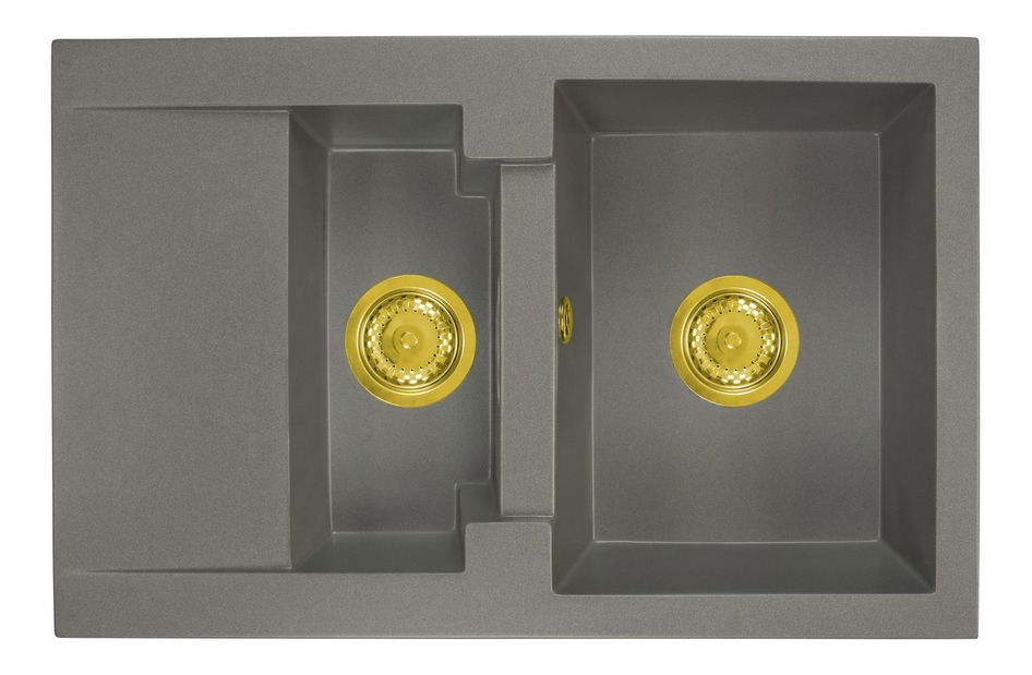 Kuchyňský dřez Dortuna (šedá) (se 2 otvory pro baterii) (L)