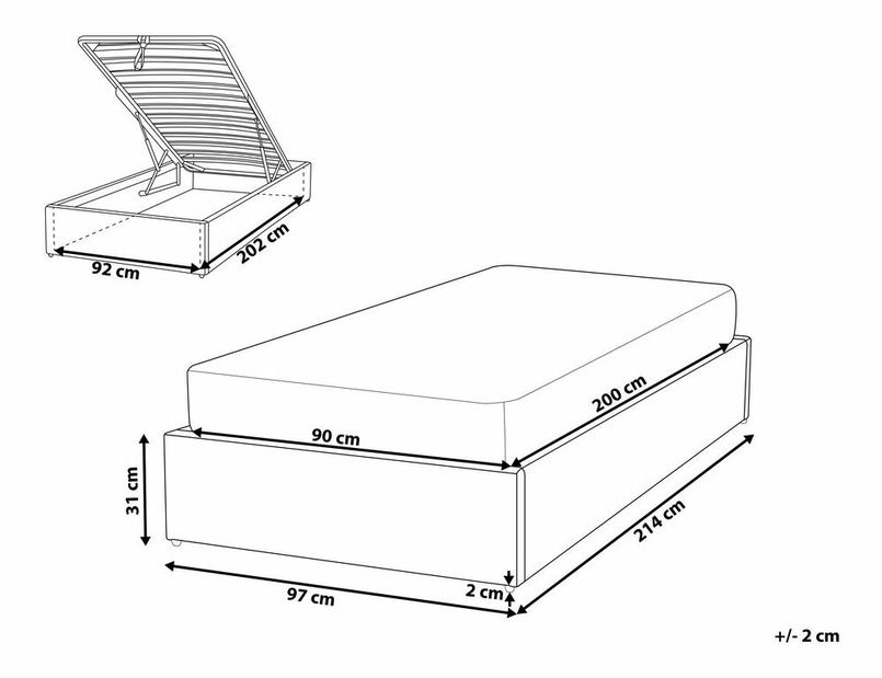 Dětská postel 90 cm DIJON (s roštem a úl. prostorem) (béžová)