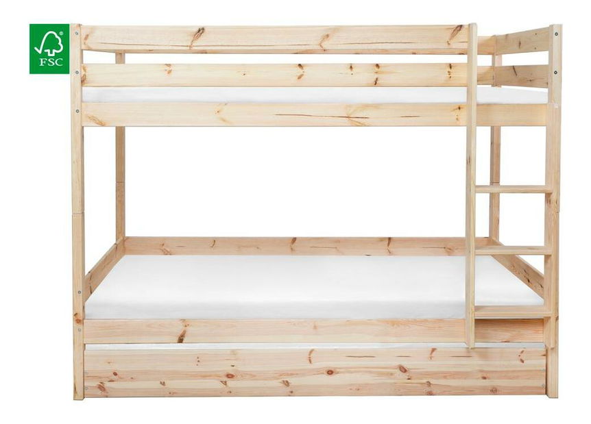 Dětská patrová postel 90 cm Braceaba (smrk masiv) (s roštem)