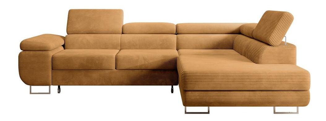 Rohová sedací souprava Stiletto (P) (hořčicová + stříbrná)