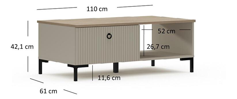 Konferenční stolek Demandaron (taupe + dub silverjack)