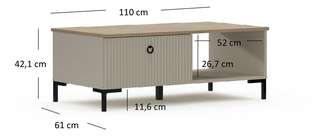 Konferenční stolek Demandaron (taupe + dub silverjack)