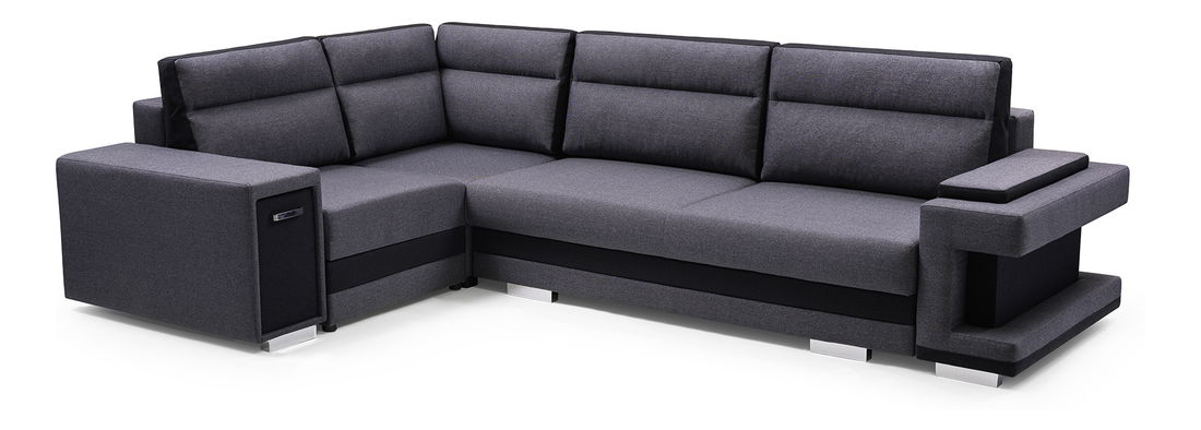 Rohová sedací souprava Arin (černá + šedá) (L)