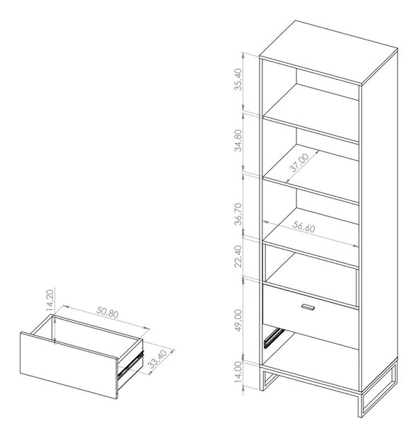 Regál Oliver R60 (bílá + dub artisan)