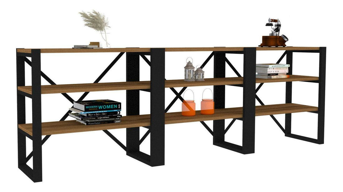 Konzolový stolek Mebapu (ořech + černá)