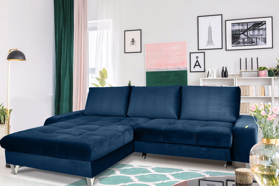Rohová sedací souprava Hermon (L) (modrá)