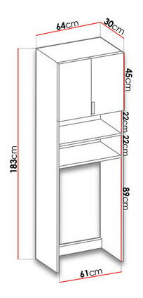 Koupelnová skříňka nad pračku Lena (jasan tmavý)