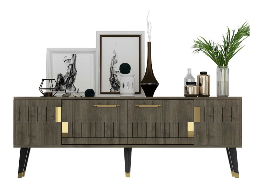 TV stolek/skříňka Lotoka 2 (ořech + zlatá)