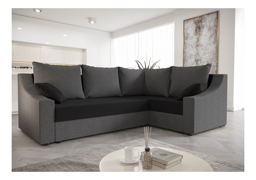 Rohová sedací souprava Opal L (oranžová + černá) (P)