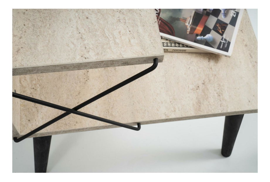 Noční stolek Crossline (černý mramor)