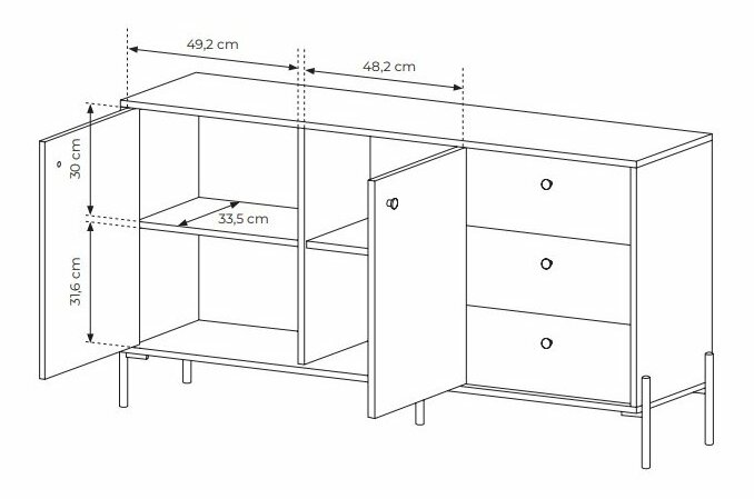 Komoda Scandia 2D3S (dub scandi + jedlička scandi)