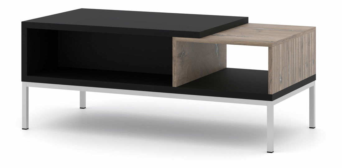 Konferenční stolek Toleo (dub flasgstaff + černá + stříbrná)