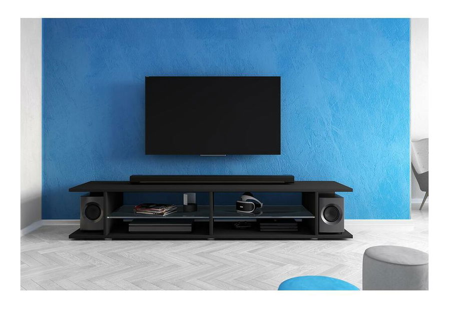 TV skříňka/stolek Monty 180 (s osvětlením) (černá)