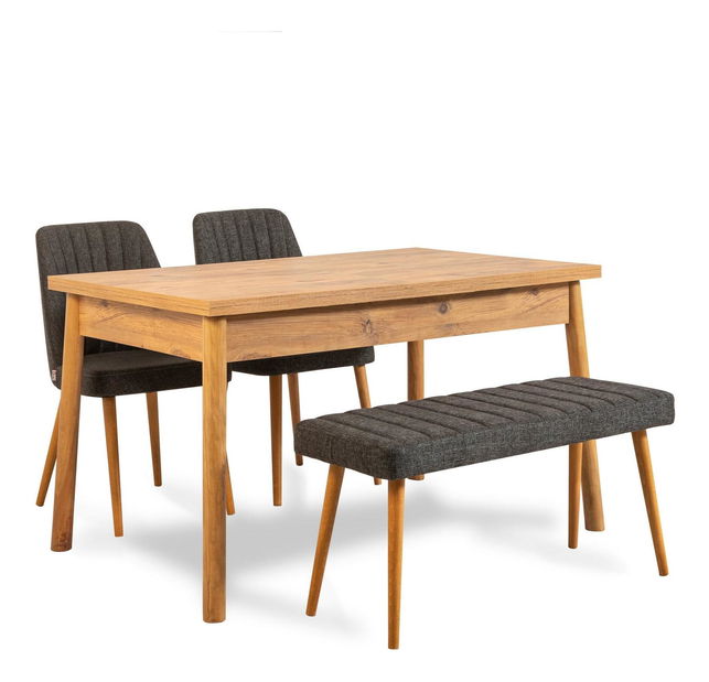 Jídelní set Bimuvo 4 (borovice atlantická + antracit) (pro 4 osoby)