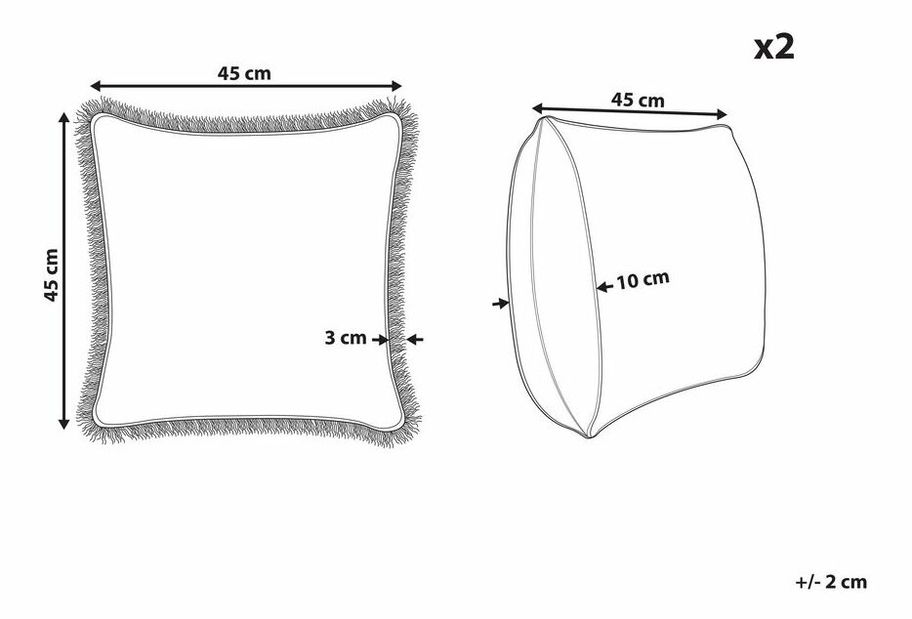 Sada 2 ozdobných polštářů 45 x 45 cm Filix (zelená)