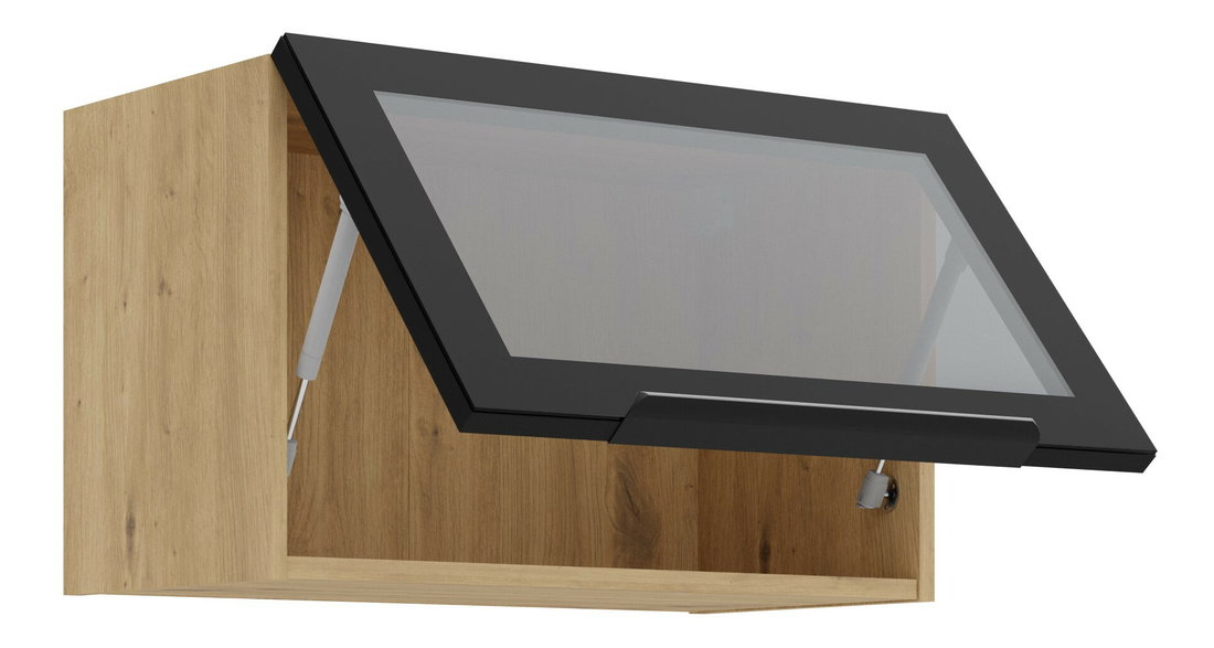 Vitrína do kuchyně Ariesa 60 GUS-36 MDF 1F (dub artisan + černá)