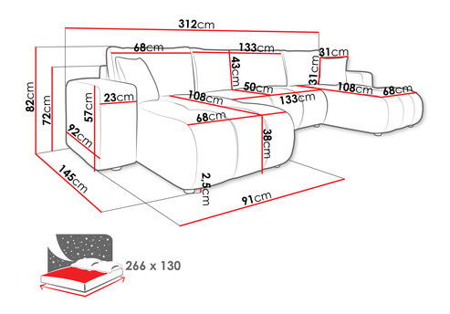 Rohová sedací souprava U Lorew U (bílá)