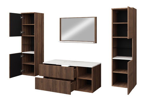 Koupelnová sestava Kiago III (ořech warmia + bílý mramor)