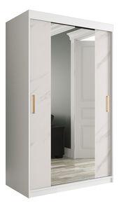 Šatní skříň 120 cm Marbelo T1 (matná bílá + bílý mramor)