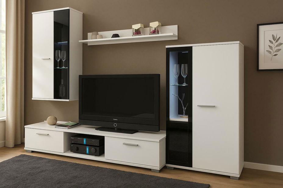 Obývací stěna Saul (bílá) (bez osvětlení)