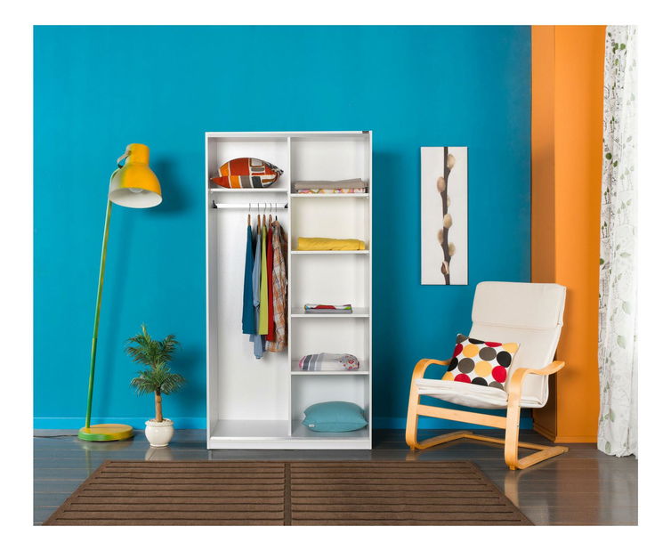 Šatní skříň s posuvnými dveřmi Seworella 2 (bílá)