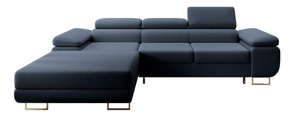 Rohová sedací souprava Grande (L) (modrá + chromová)