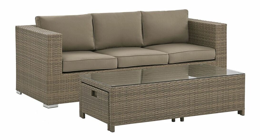 Zahradní set BELLEN (hnědá) (pro 3 osoby)