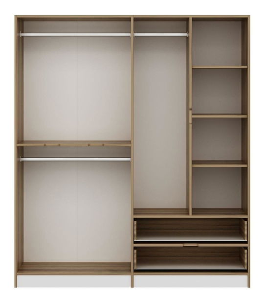 Šatní skříň Erich 3 (ořech + bílá)