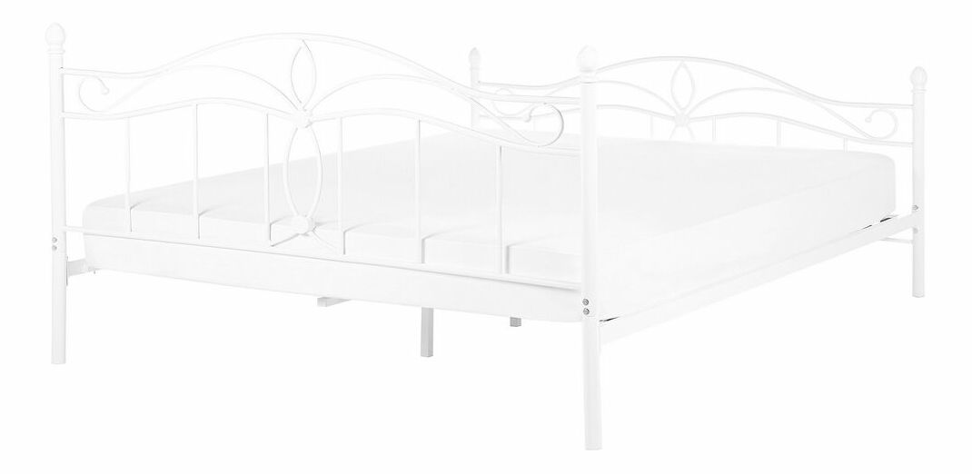 Manželská postel 160 cm ANTALIA (s roštem) (bílá)