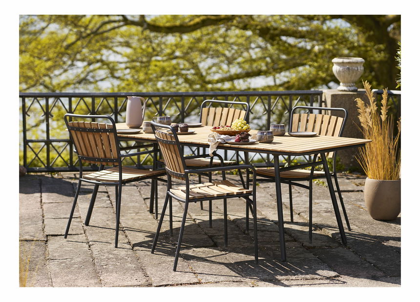 Zahradní stůl Canvoria 6 (přírodní + černá)